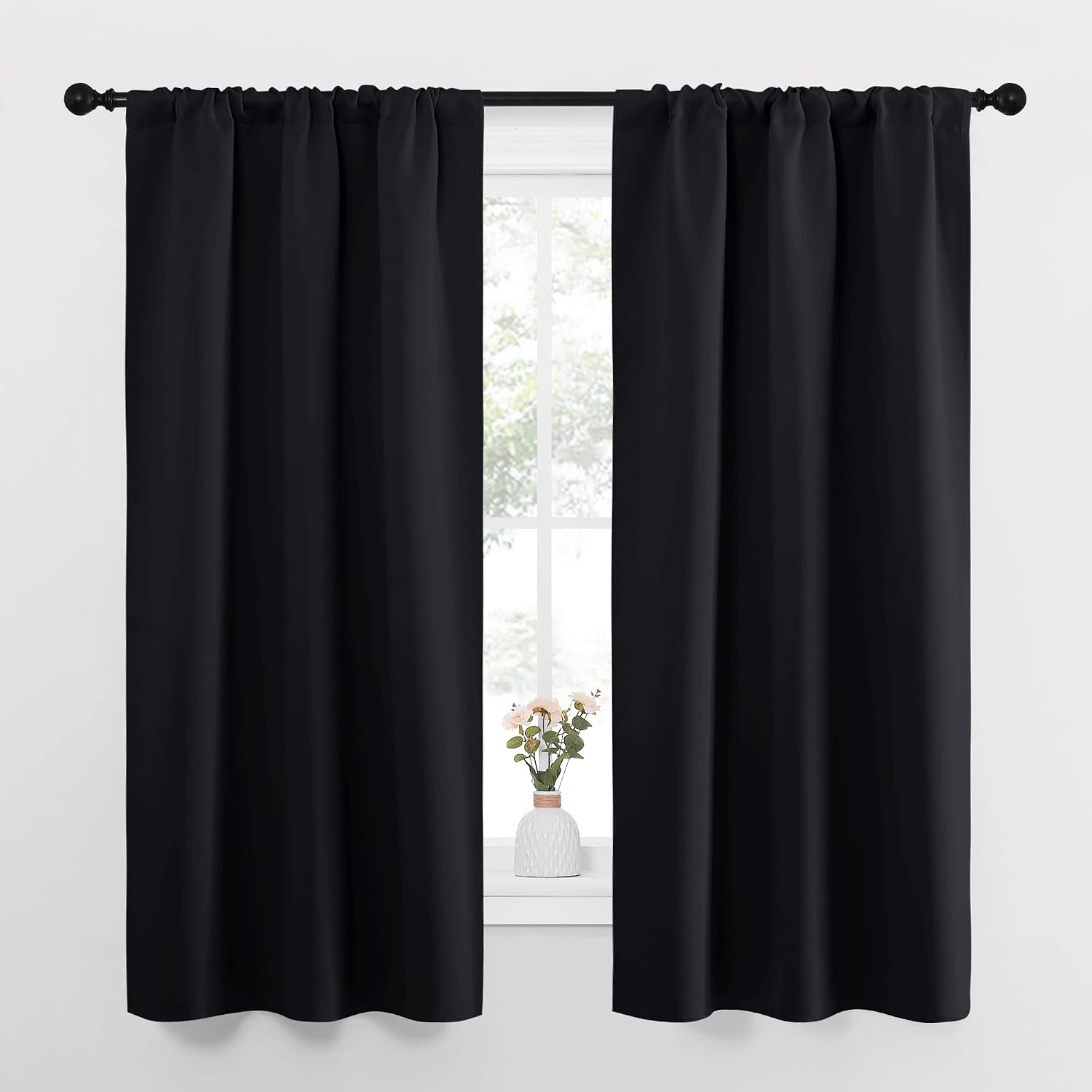 NICETOWN Black Out Curtain Panels for Kitchen - Energy Smart Decoration Thermal Insulating Blackout Drapes/Draperies for Small Window (2…