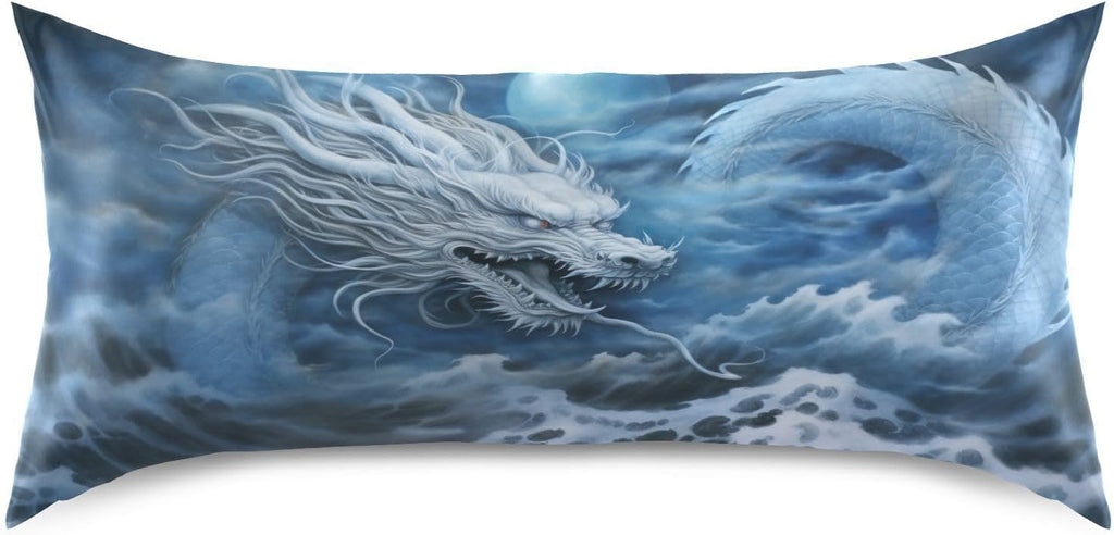 YETTASBIN Dragon Ocean Satin Pillowcase, Soft Breathable Silk Pillow Case with Envelope Closure for Hair and Skin, King Size 40 x 20 Inch