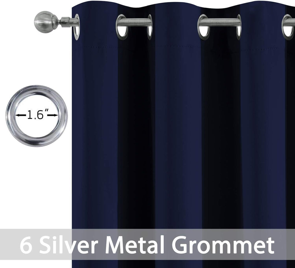 Yakamok Thermal Insulated Blackout Curtains for Bedroom, Light Blocking Grommet Window Drapes for Living Room(38 x 54Inch, Navy Blue, 2…