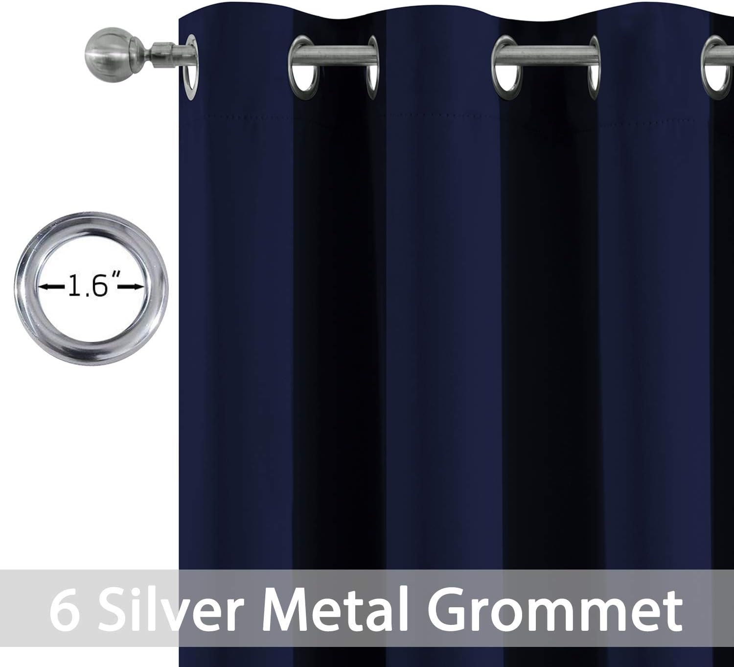 Yakamok Thermal Insulated Blackout Curtains for Bedroom, Light Blocking Grommet Window Drapes for Living Room(38 x 54Inch, Navy Blue, 2…