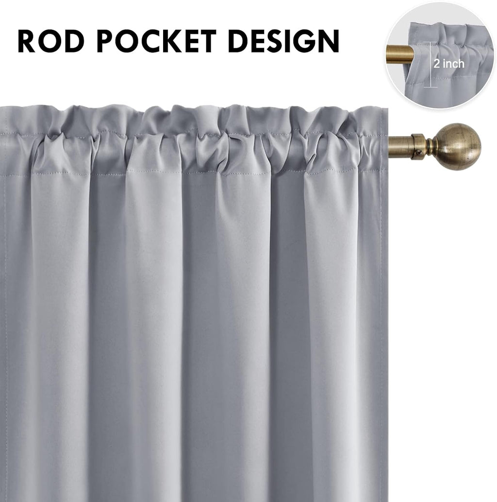 DWCN Blackout Curtains for Living Room Thermal Insulated, Energy Saving & Noise Reducing Bedroom Curtains, Silver Grey, W 70x L 84 Inch…