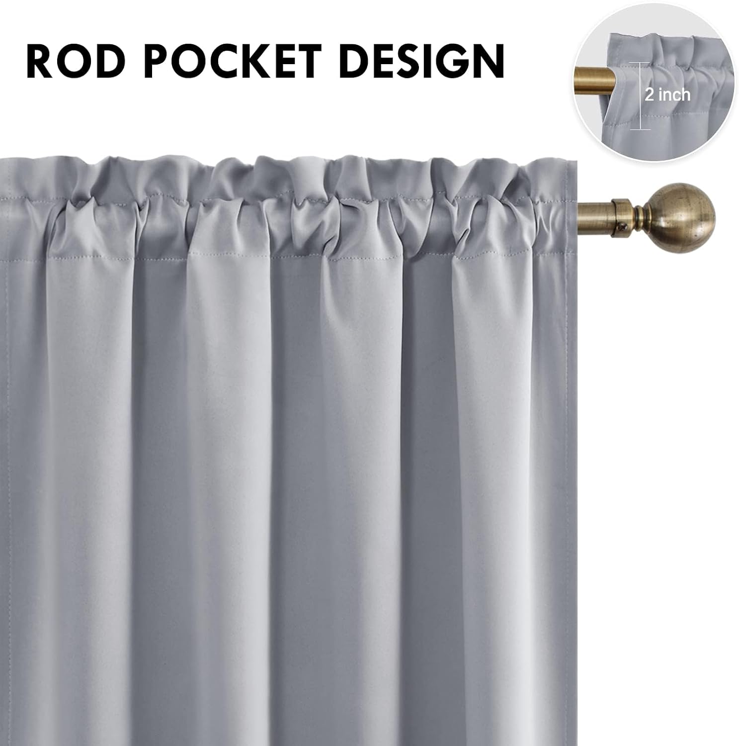 DWCN Blackout Curtains for Living Room Thermal Insulated, Energy Saving & Noise Reducing Bedroom Curtains, Silver Grey, W 70x L 84 Inch…
