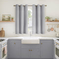 YoungsTex Light Grey Blackout Curtains 45 Inches Long for Kitchen Bedroom Window - Thermal Insulated Short Drapes with Grommet Darkening Pr…