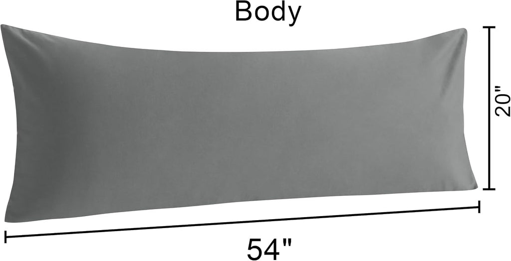 Ntbay Cotton Body Pillowcase - Envelope Closure 20x54 Pillowcase, Breathable and Soft Bed Pillow Case, Grey Cotton Grey