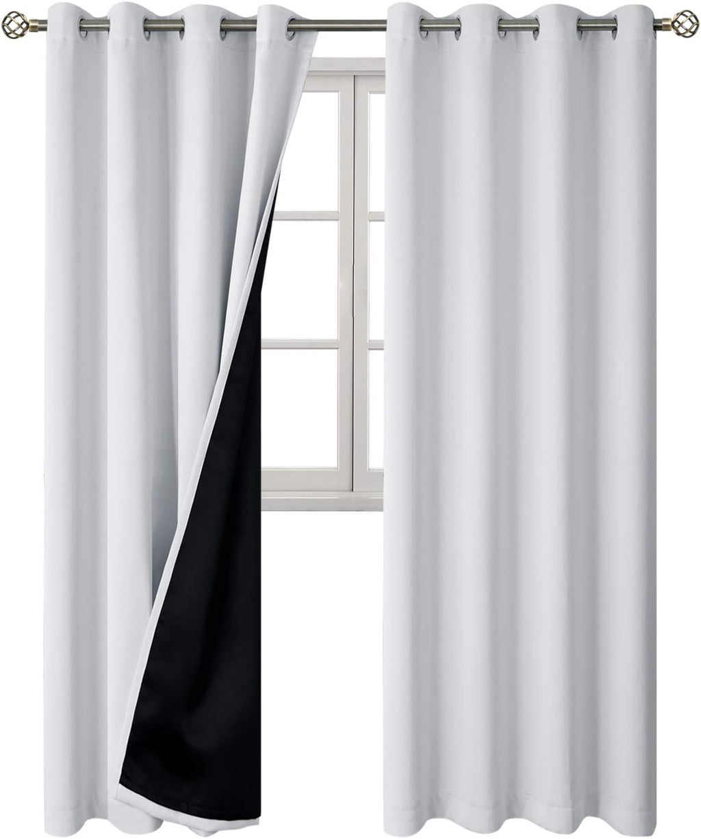 BGment Greyish White 100% Blackout Curtains for Living Room 95 Inch Length 2 Panels, Thermal Insulated Full Light Blocking Energy Save Wind…