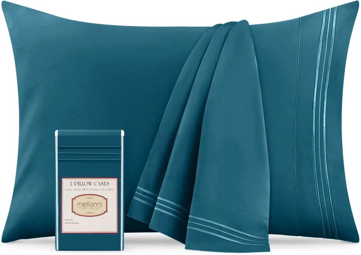 Mellanni Pillow Cases - Luxury, Extra Soft, Cooling Pillow Covers - 2 PC Iconic Collection Pillowcases - Envelope Closure (Standard/Queen 2…