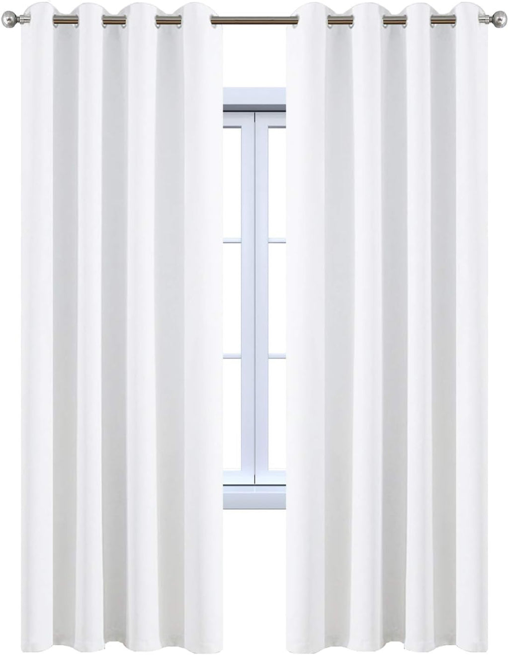 Yakamok White Thermal Insulated Curtains 84 Inch Length Solid Grommet Top Window Treatment Curtain Light Blocking Room Darkening Drapes…