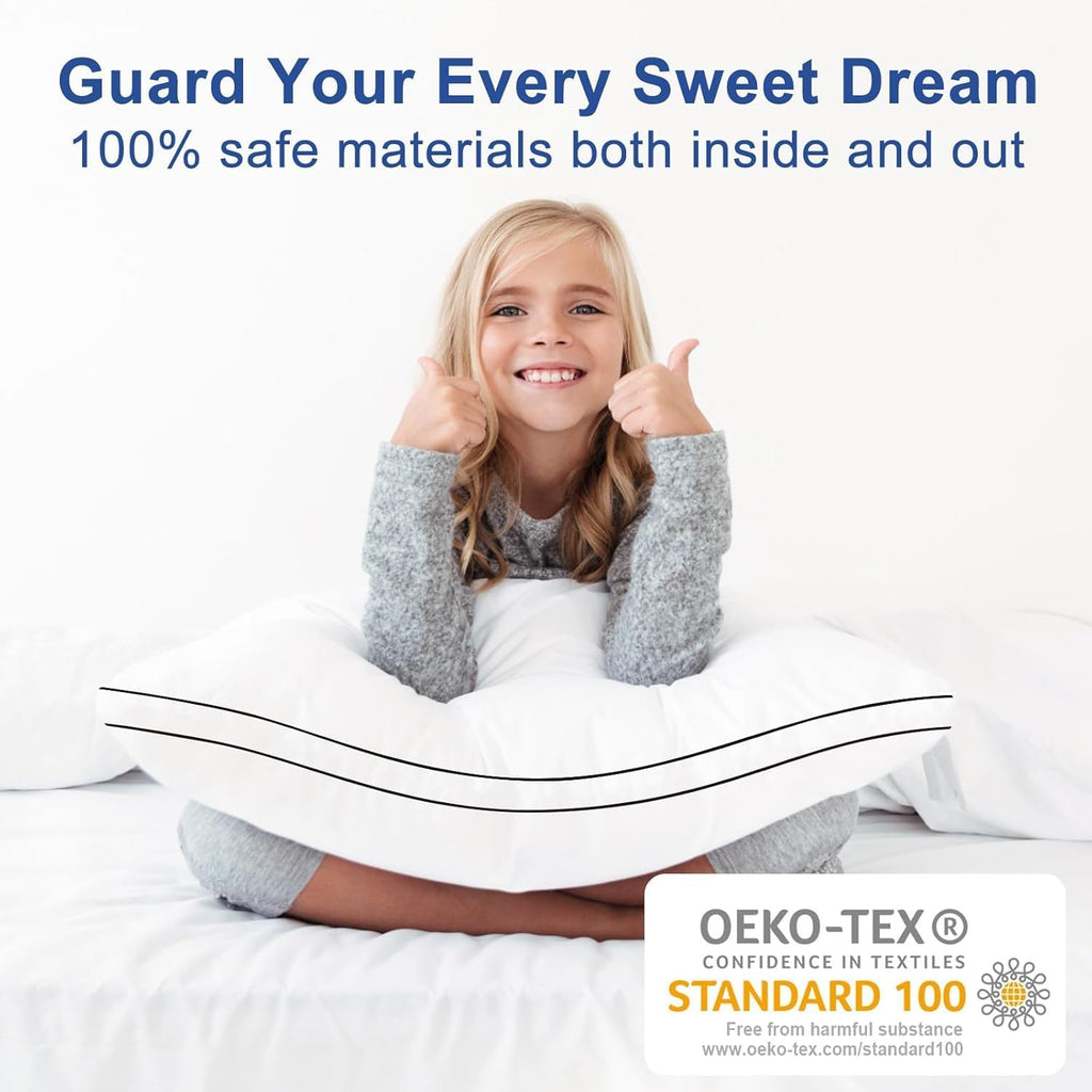 Chokit Pillows Standard Size Set of 4, Fluffy and Supportive 7D Down Alternative Bed Pillows, Luxury Soft Hotel Quality Gusseted Pillow for…