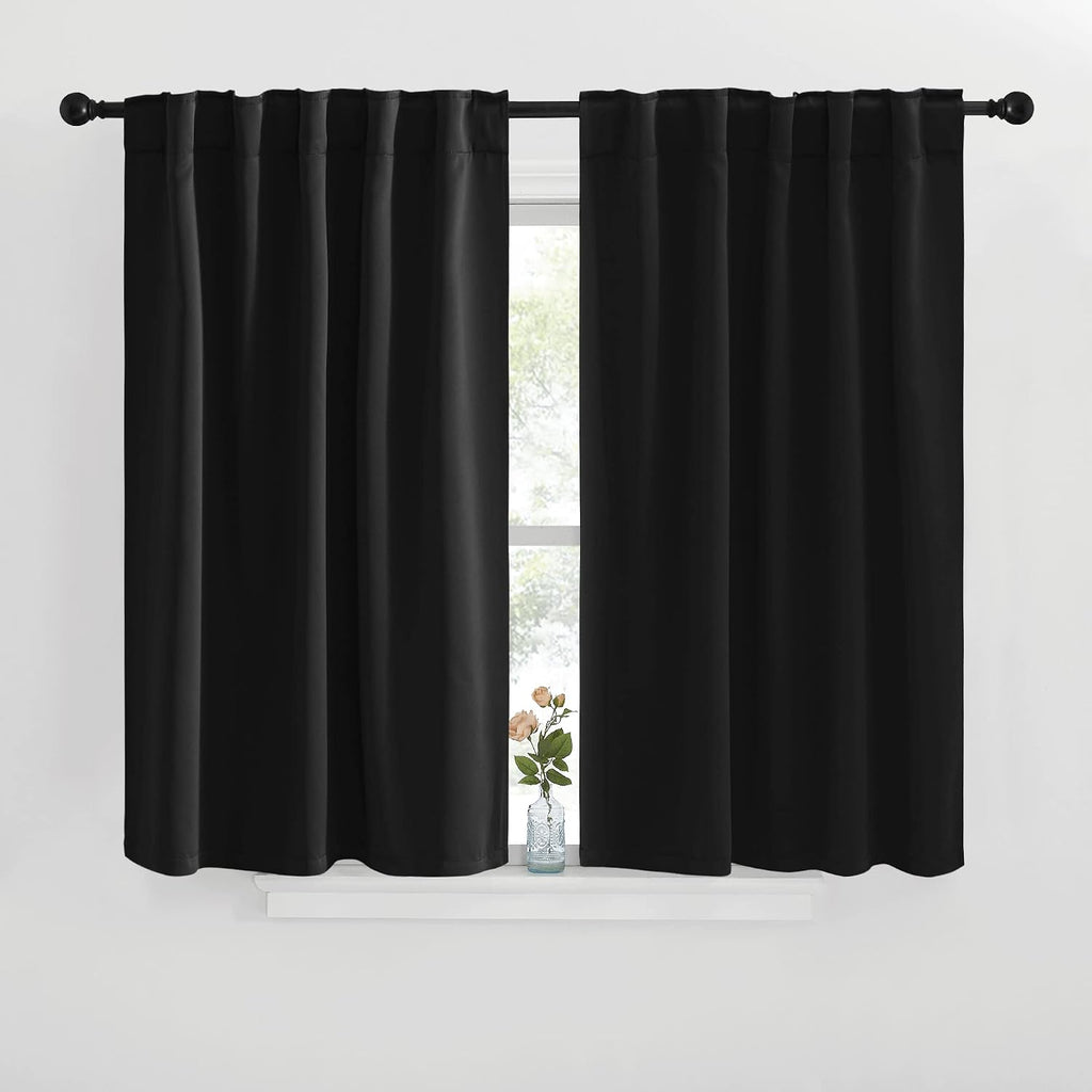 NICETOWN Halloween Short Curtains for Kitchen Window - (Black Color) W42 x L40, Double Panels, Home Decoration Light Blocking Thermal…