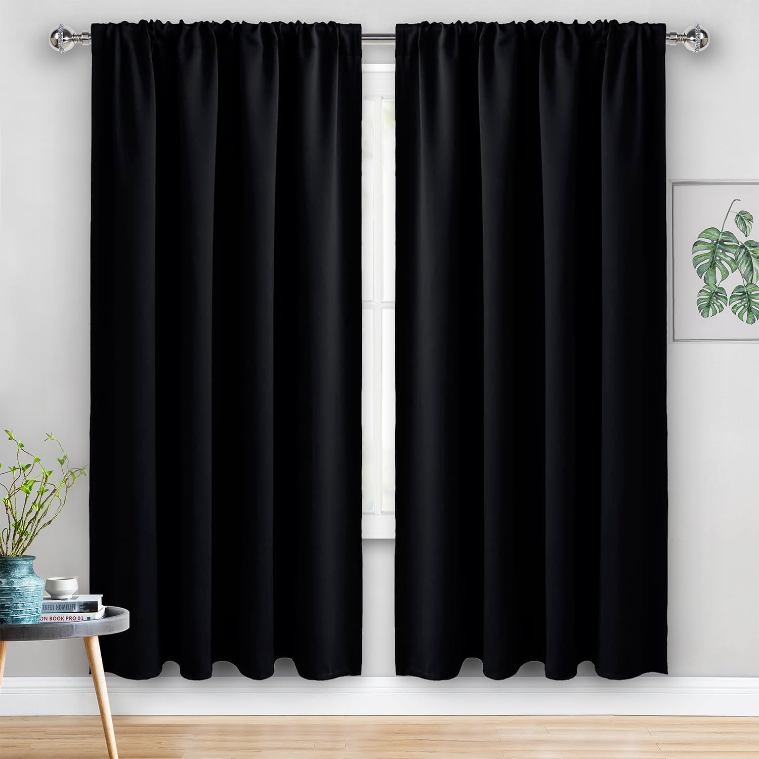 Jiuzhen Blackout Curtains for Bedroom - 60 Inch Extra Wide Thermal Insulated Room Darkening Privacy Soundproof Curtains for Living Room/Dor…