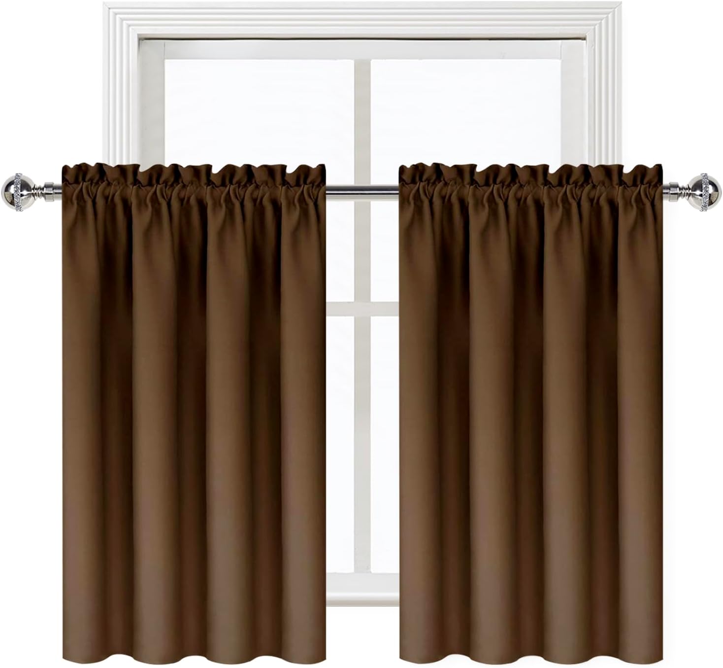 DWCN Brown Blackout Curtains for Small Window, Thermal Insulated Energy Saving Room Darkening Curtains for Kitchen/Bedroom (W42 x L36…