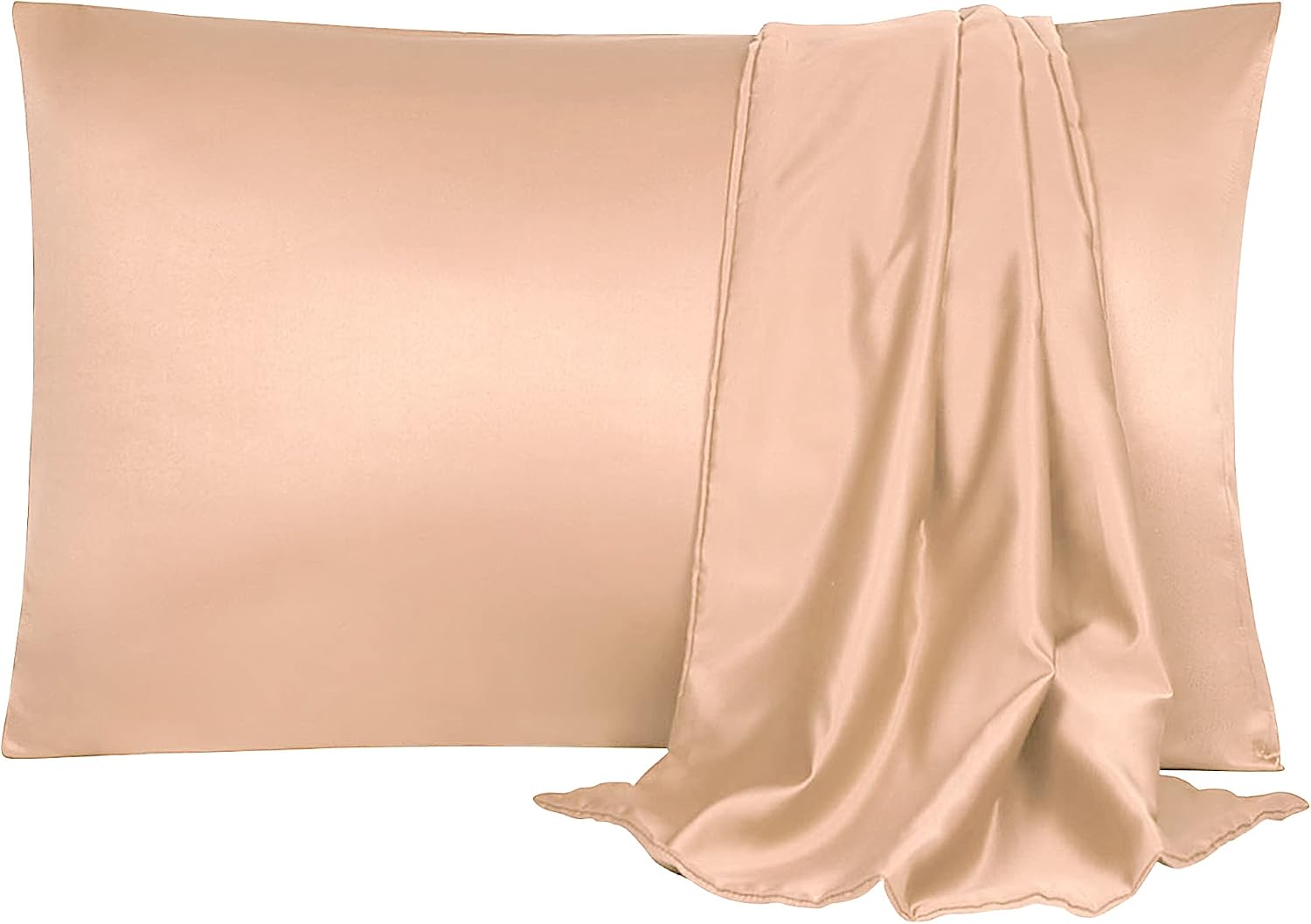 uxcell 2 Pack Silk Satin Pillowcase for Hair and Skin, Cool, Silky, Soft Breathable Pillow Cases Standard Size 20x26 Inch Sateen Pillowcase…