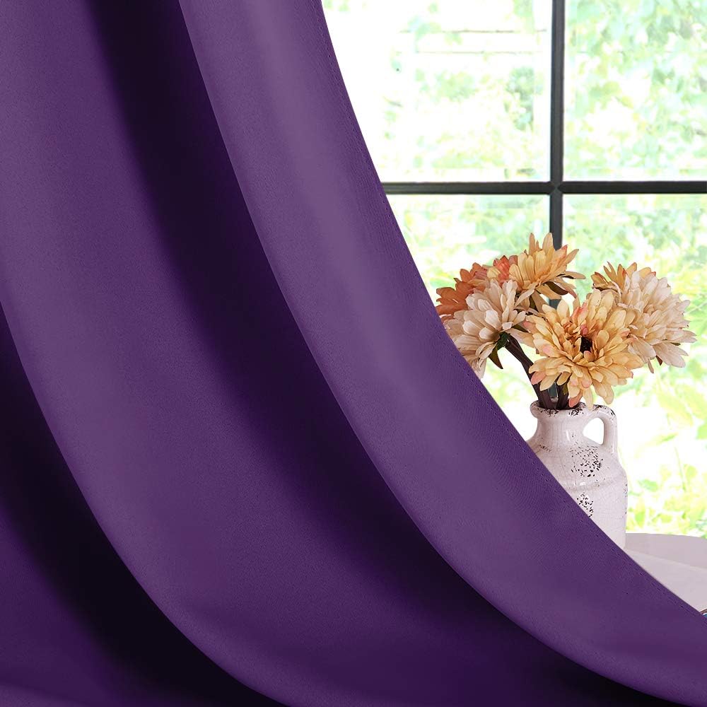 NICETOWN Thermal Insulated Blackout Draperies Curtains, Triple Weave Home Decoration Solid Ring Top Blackout Drape Panels for Bedroom…