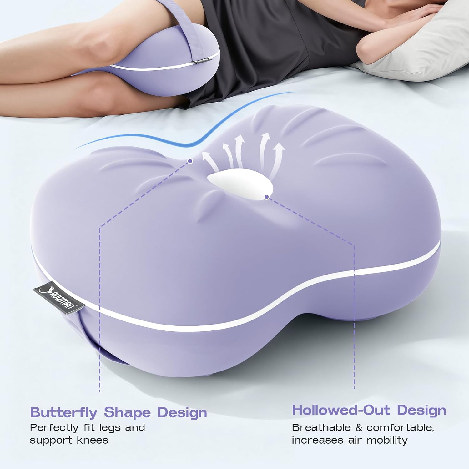 Knee Pillow for Side Sleepers - Cooling Pillow Between Legs for Side Sleeping - Memory Foam Knee Pillow with Strap for Hip Pain & Spine…