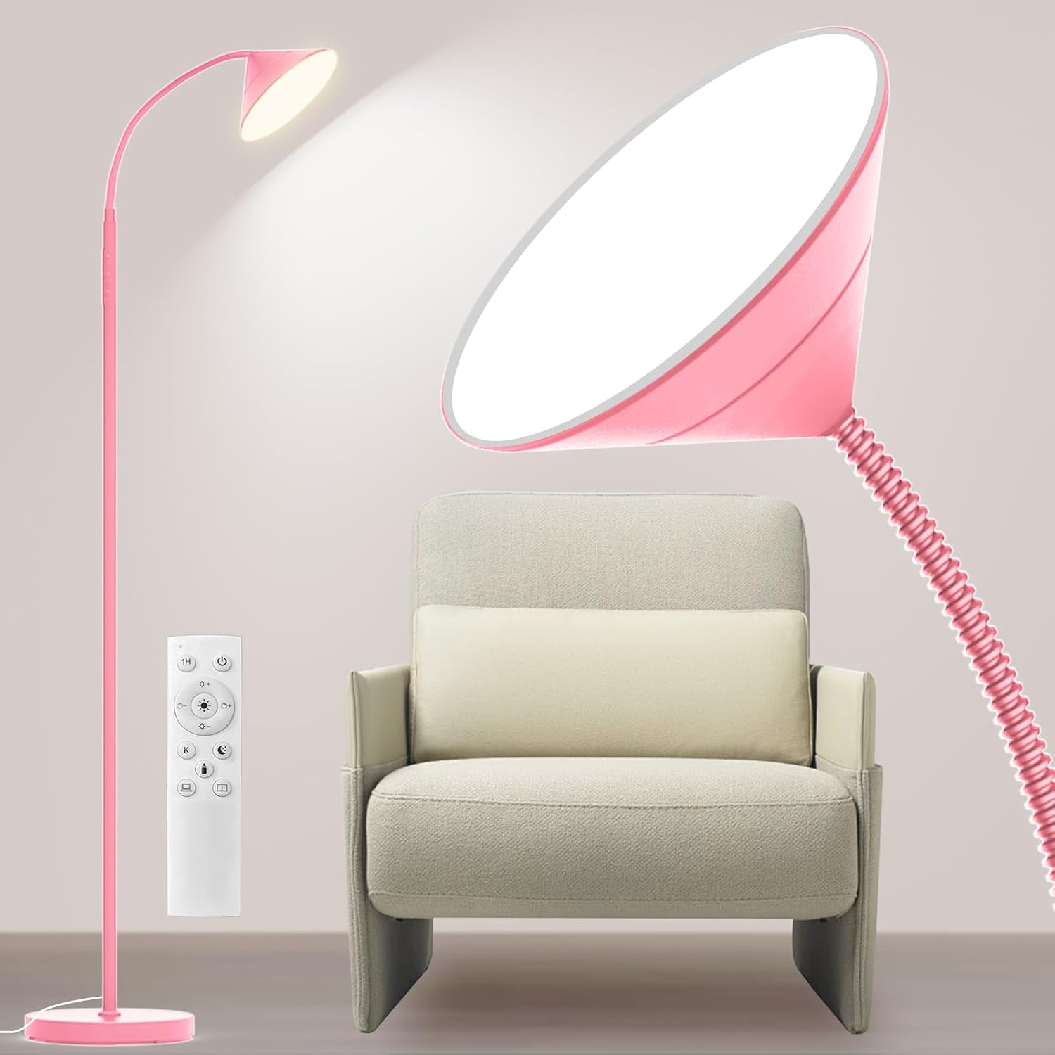 Floor Lamp, 18W Upgraded Bright LED Floor Lamps for Living Room Bedroom with Gooseneck Stepless Dimming & Color 76inch Tall Standing Lamp…
