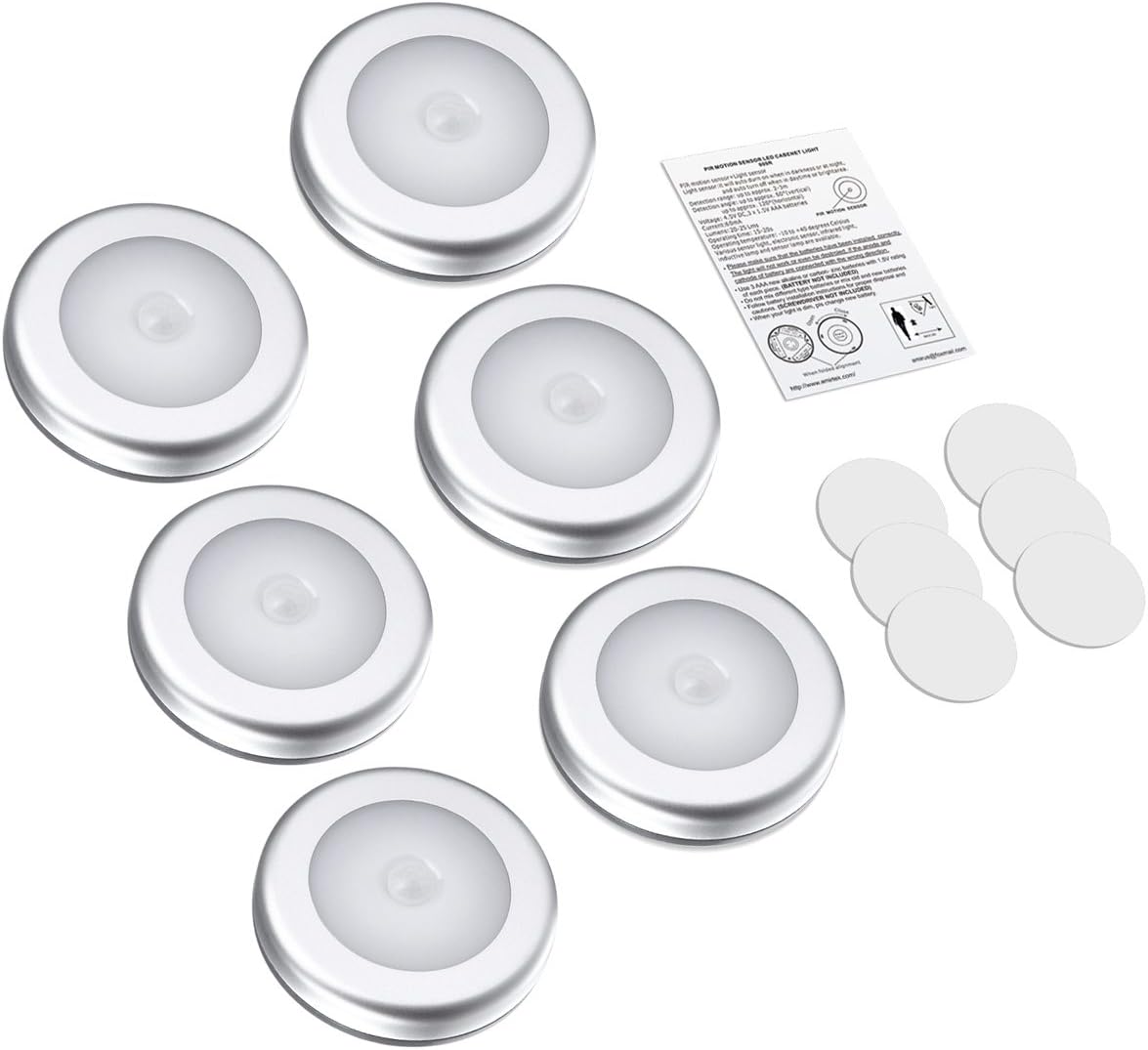 AMIR Upgraded 3.15” Motion Sensor Light, Cordless Battery-Powered LED Night Light, Stick-Anywhere Closet Lights Stair Lights, Safe Lights…
