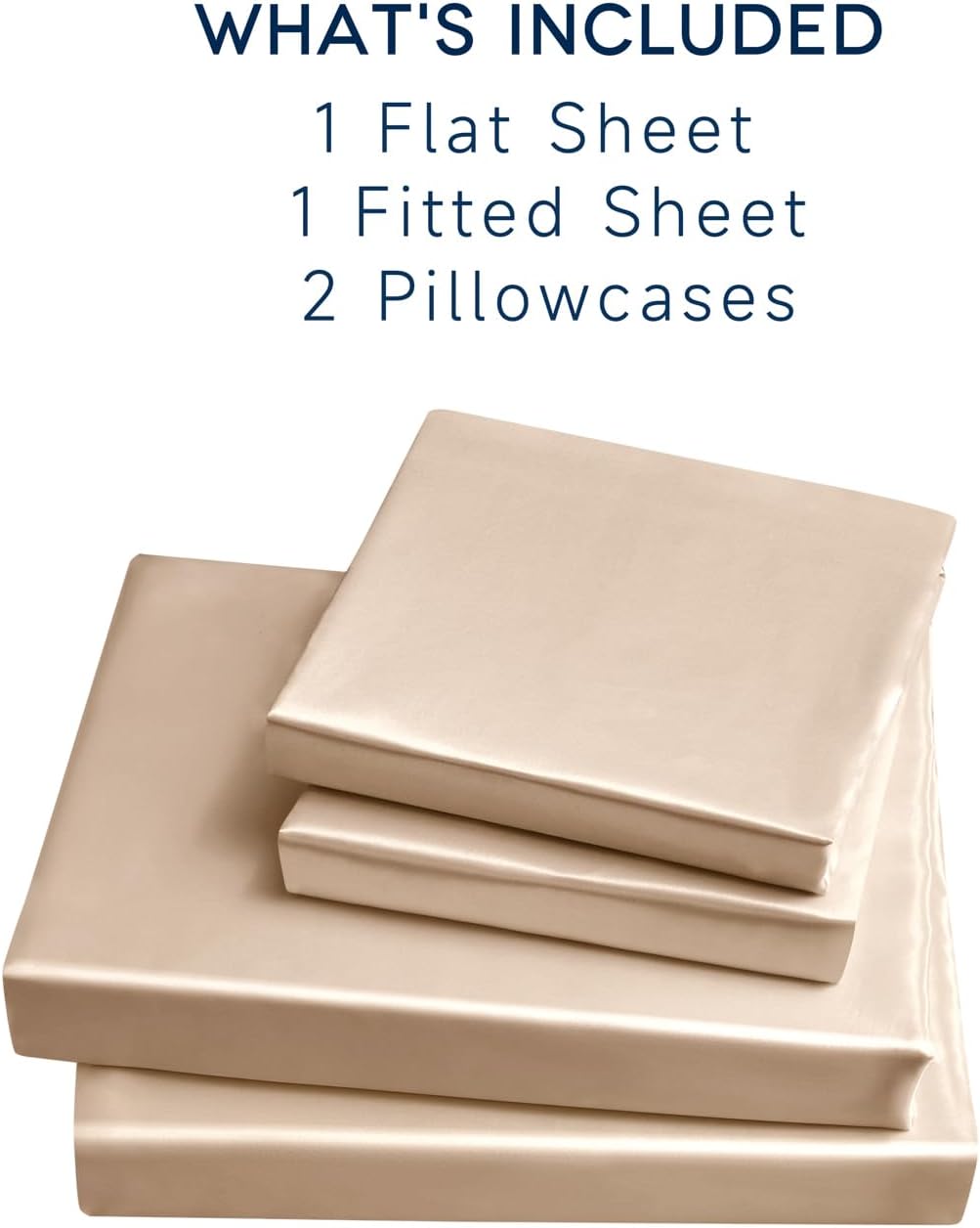 Golal Satin Sheets Full Size - 4 Pieces Luxury Silky Soft Bed Sheets, Wrinkle-Free Champagne Satin Silk Sheet Set with 1 Deep Pocket Fitted…