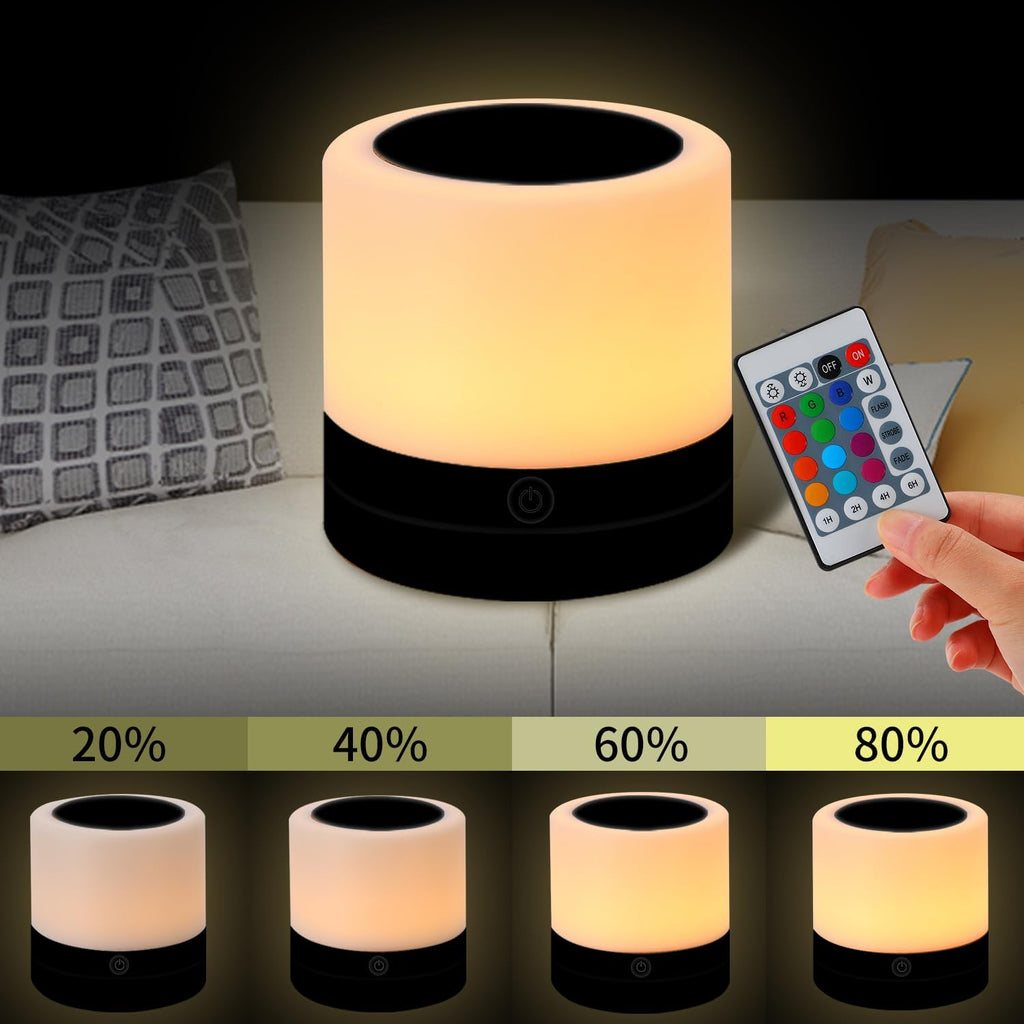 Nursery Night Light for Kids, USB Rechargeable Small Desk Lamp,13 RGB Colors & 4 Brightness & 1 Remote, Touch Bedside Cordless Table…