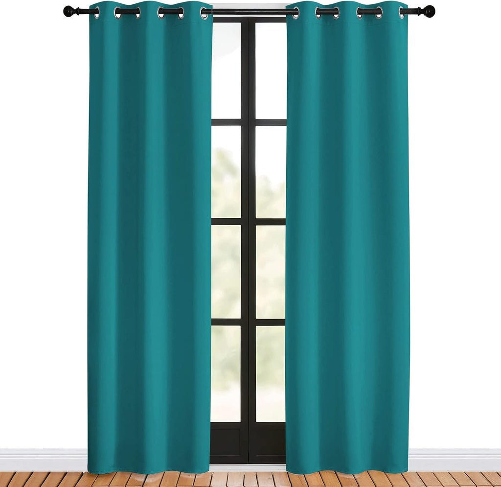 NICETOWN Room Darkening Curtains 80 inch Length 2 Panels, Peacock Teal, 2 Pieces, W34, Thermal Insulated Grommet Blackout Curtains for…