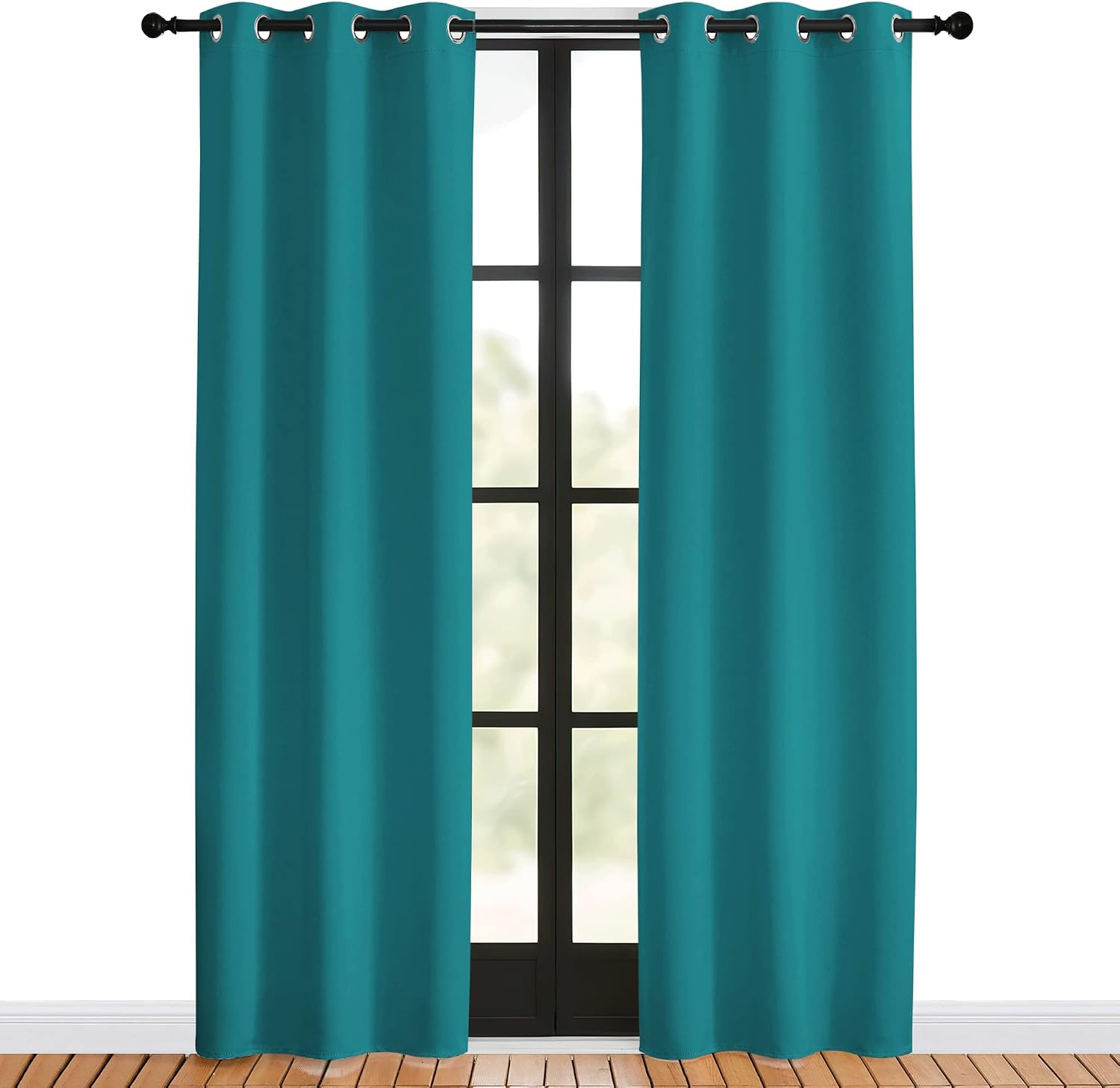 NICETOWN Room Darkening Curtains 80 inch Length 2 Panels, Peacock Teal, 2 Pieces, W34, Thermal Insulated Grommet Blackout Curtains for…
