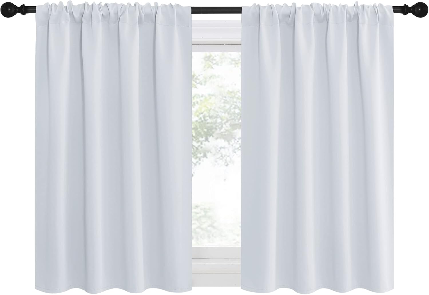 NICETOWN Greyish White Window Curtain Panels - Thermal Insulated Rod Pocket Room Darkening Curtain Sets for Bedroom (Platinum - Greyish…