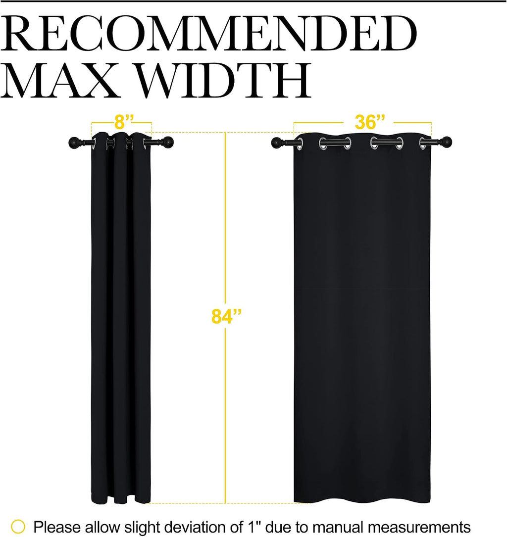 NICETOWN Thermal Insulated Black Blackout Curtains/Drapes 84 inches Length 2 Panels Set for Living Room, 42 inches Wide, Privacy Sound…