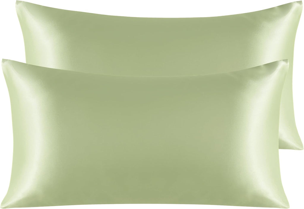 Ntbay 2 Pack Satin King Pillowcases for Hair and Skin, Luxurious and Silky Pillow Cases with Envelope Closure, 20x40 Inches, Sage Green 2 P…