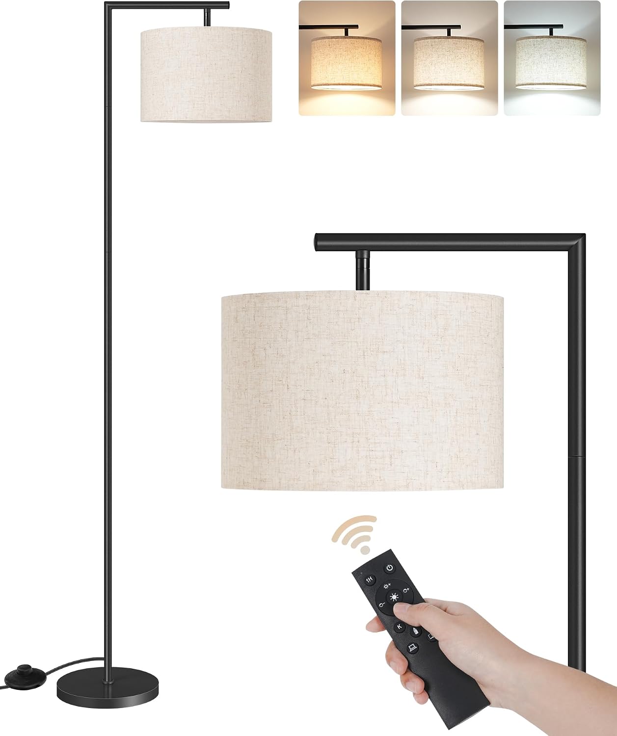 Goebleson Modern Dimmable Floor Lamp for Living Room with Adjustable Color Temperature LED Bulb, ARC Standing Lamp with Remote Control, Tal…