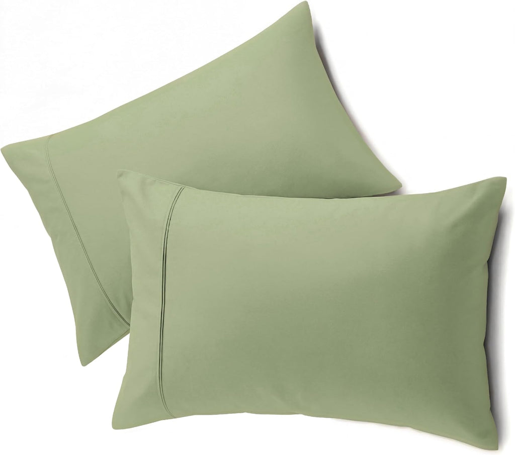 Queensbay Standard Pillow Cases Set of 2, Microfiber Cooling Pillowcases, Soft Breathable Envelope Closure Pillow Covers, Wrinkle Free Easy…