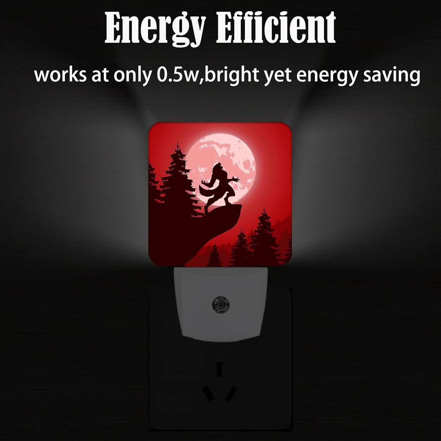 Blood Moon and Werewolves Night Light, Plug-in Night Lights with Dusk-to-Dawn Sensor for Stairway, Hallway, Bedroom Sleep Friendly Ideal for…