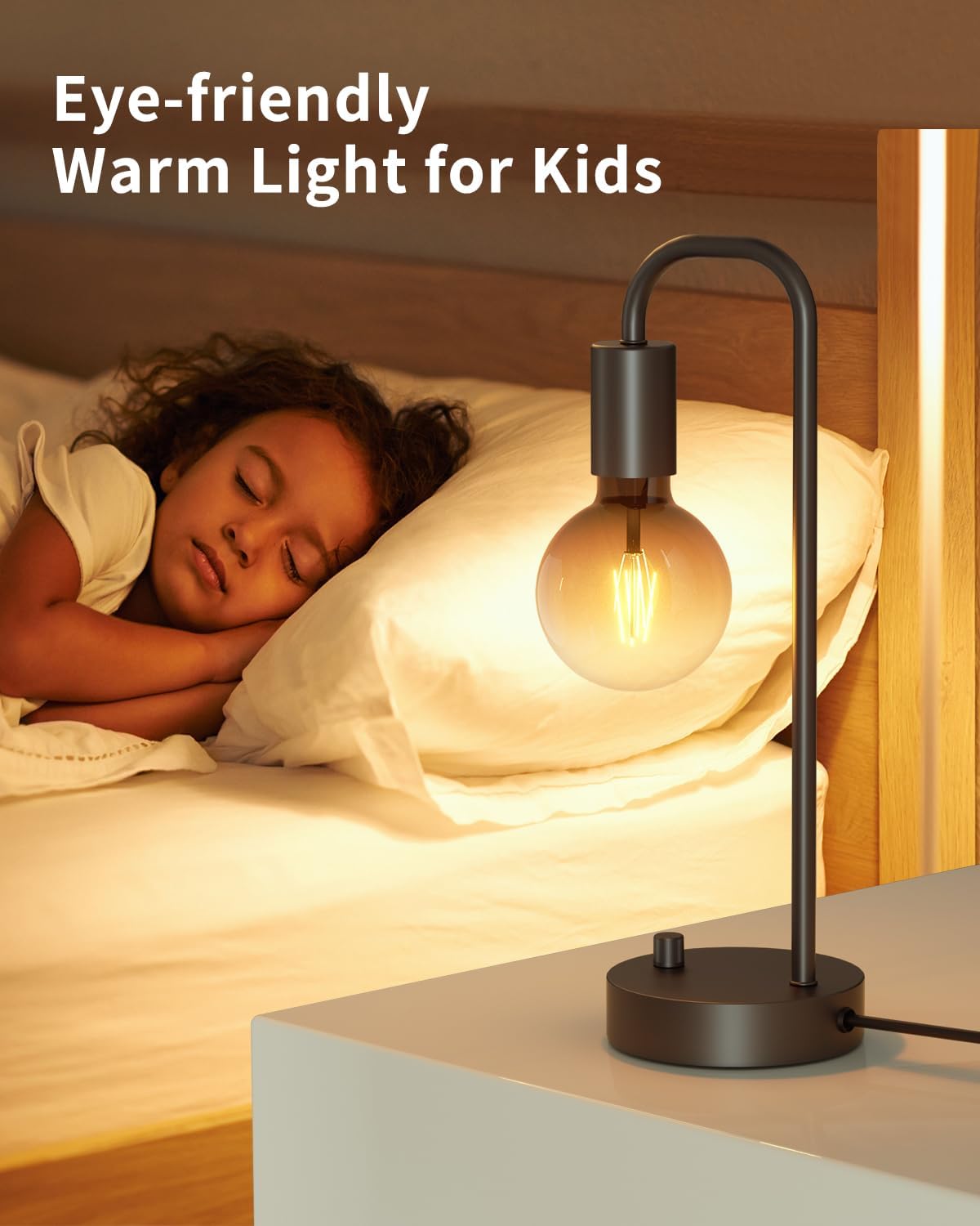 ONEWISH Industrial Table Lamp Set of 2, Fully Dimmable Beside Lamp with Gradient Black Art LED Bulb, Modern Nightstand Desk Lamps for…