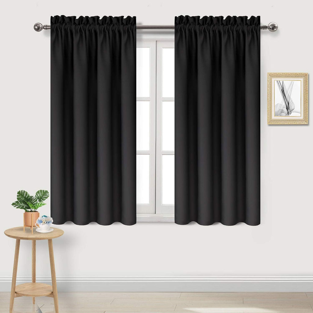 Dwcn Black Blackout Curtains for Bedroom – Rod Pocket Thermal Insulated Energy Saving Drapes for Living Room and Bedroom, W 38 x L 54 Inch,…