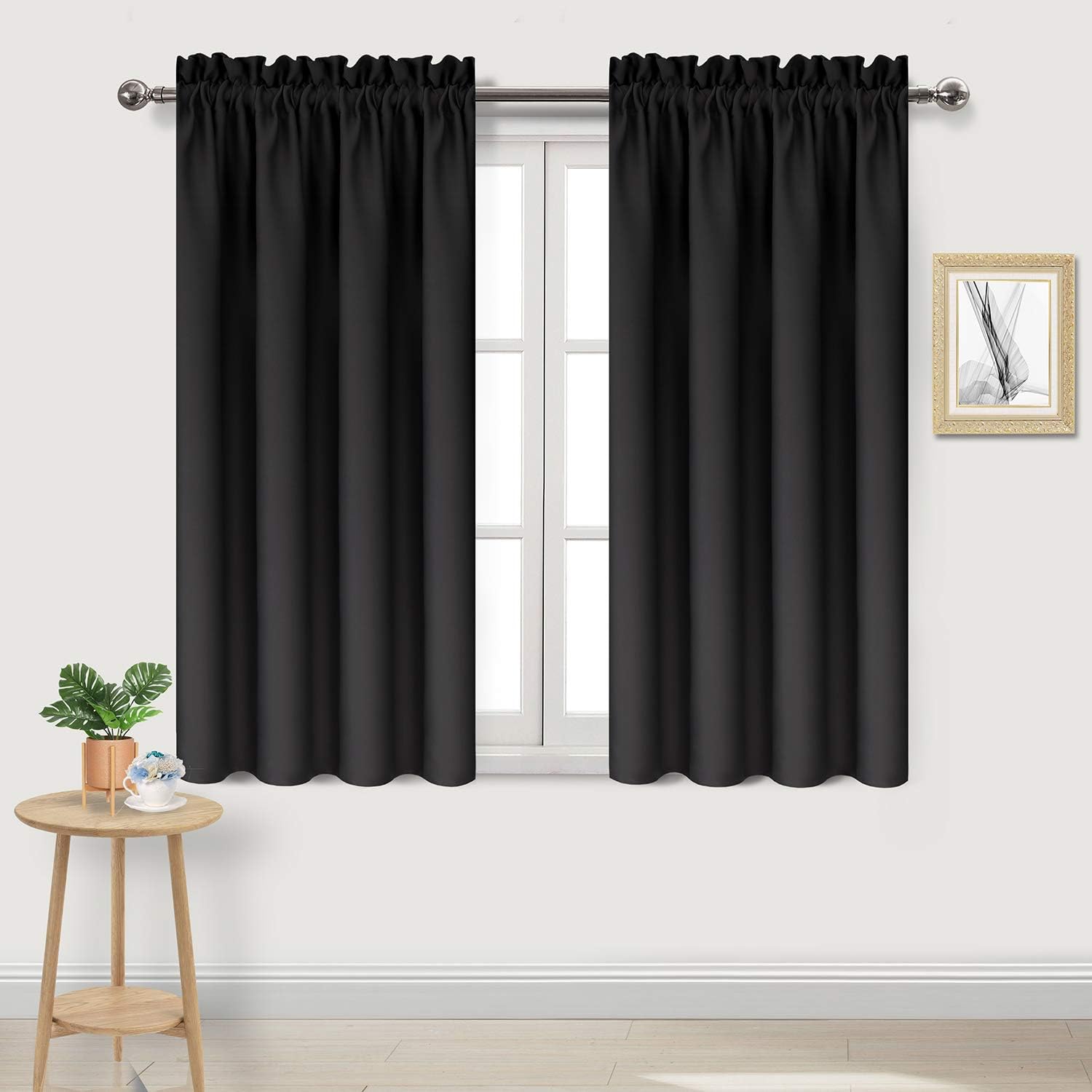 Dwcn Black Blackout Curtains for Bedroom – Rod Pocket Thermal Insulated Energy Saving Drapes for Living Room and Bedroom, W 38 x L 54 Inch,…