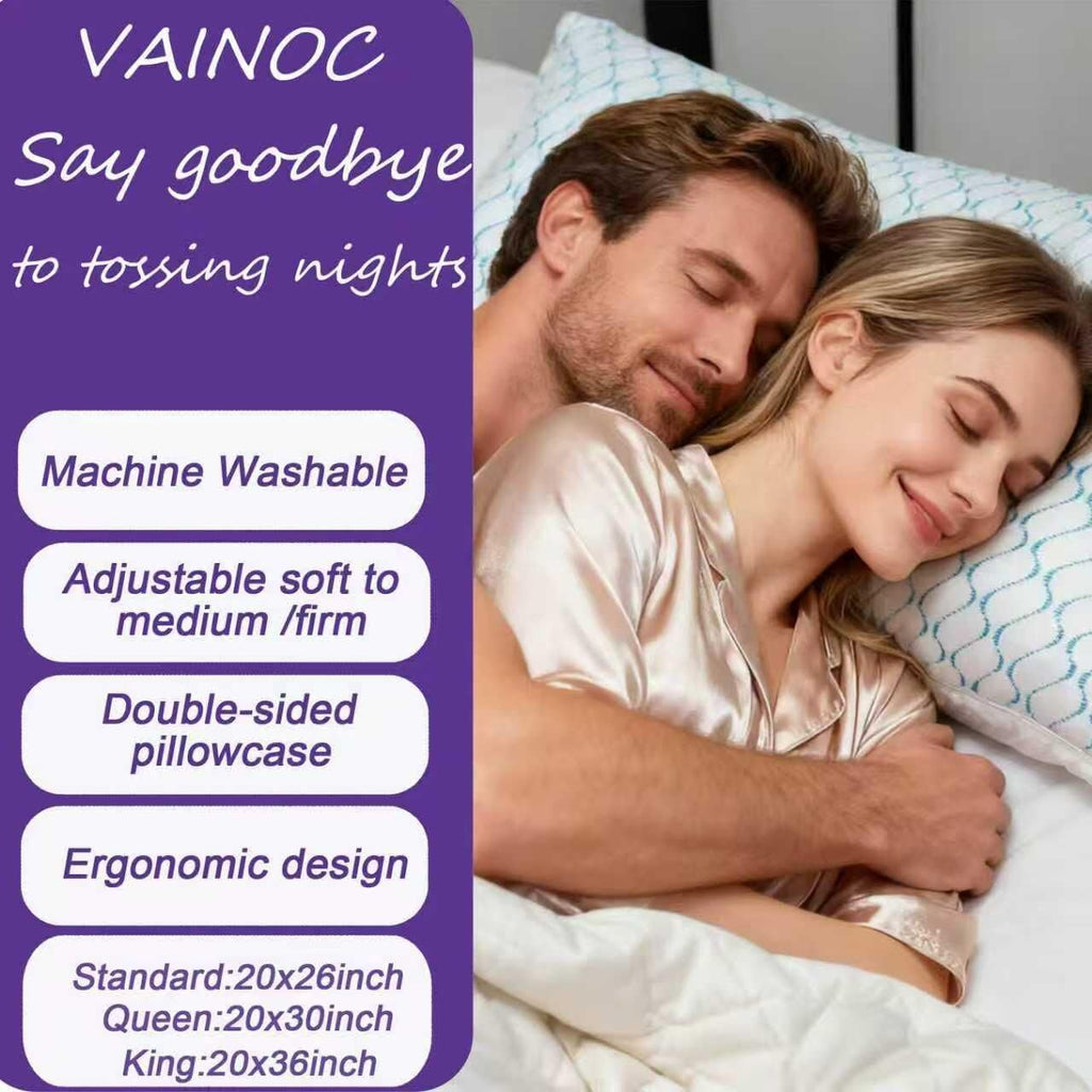 Vainoc Memory Foam Pillows Standard Size Set of 2, Adjustable Cooling Firm Pillow for Side Back Stomach Sleepers with Washable Removable Co…
