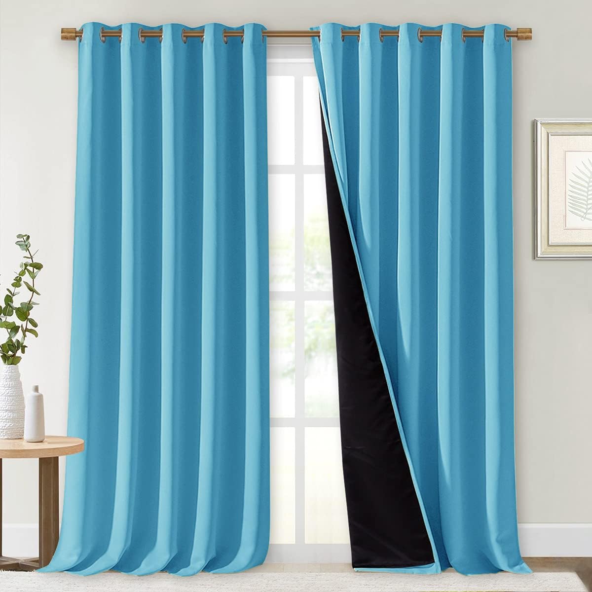 Nicetown Insulated 100% Blackout Curtains, Noise Reducing Performance Drapes with Black Lining, Full Light Blocking Draperies for Overnight…