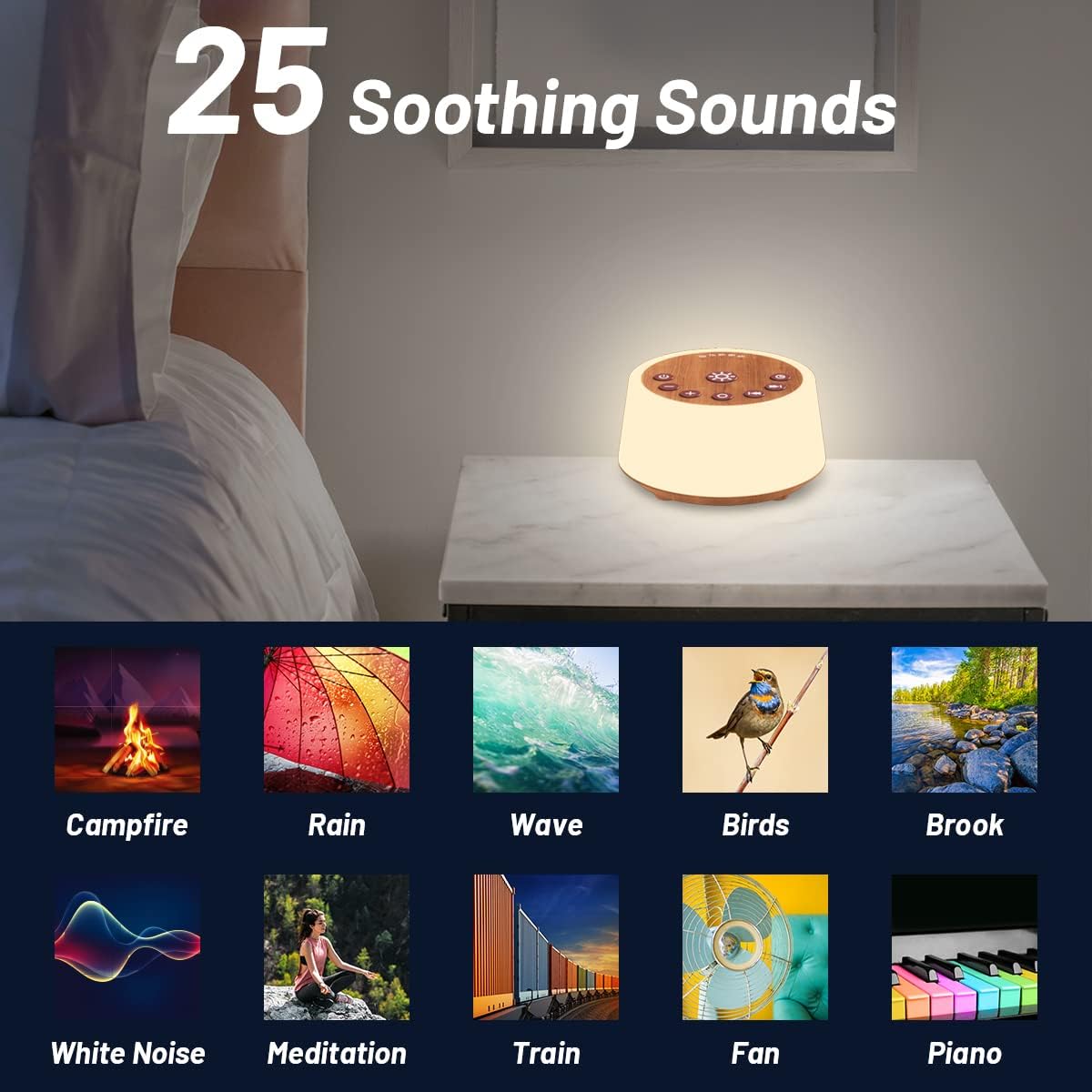 Color Noise Sound Machines with 10 Colors Night Light 25 Soothing Sounds and Sleep White Noise Machine 32 Volume Levels 5 Timers…