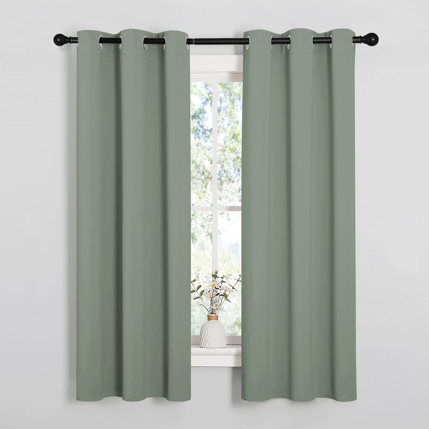 NICETOWN Bedroom Curtain Panels Blackout Draperies, Thermal Insulated Solid Grommet Blackout Curtains/Drapes (1 Pair, 34 by 63 inches…
