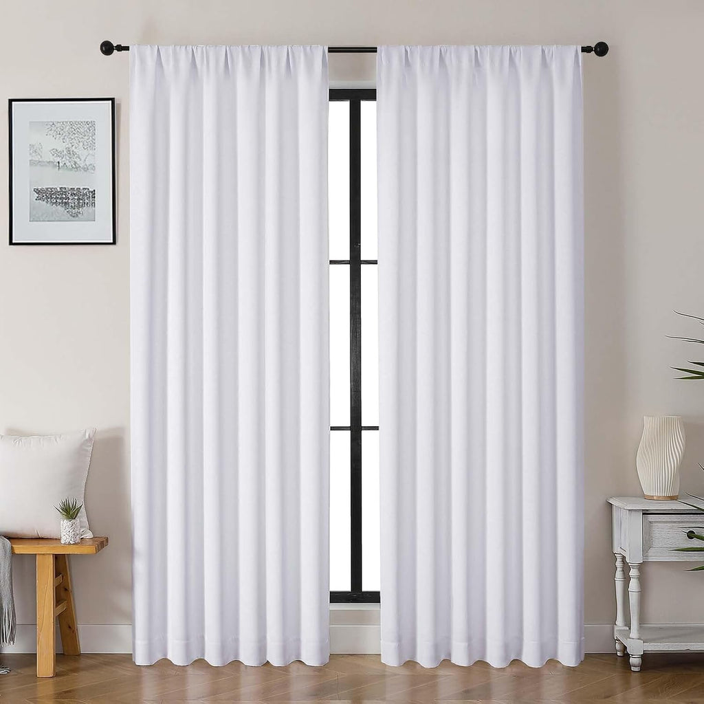 Gwine Pura White Curtains 84 inches Long for Bedroom, Light Filtering Thermal Insulated Noise Reducing Window Curtain for Living Room…