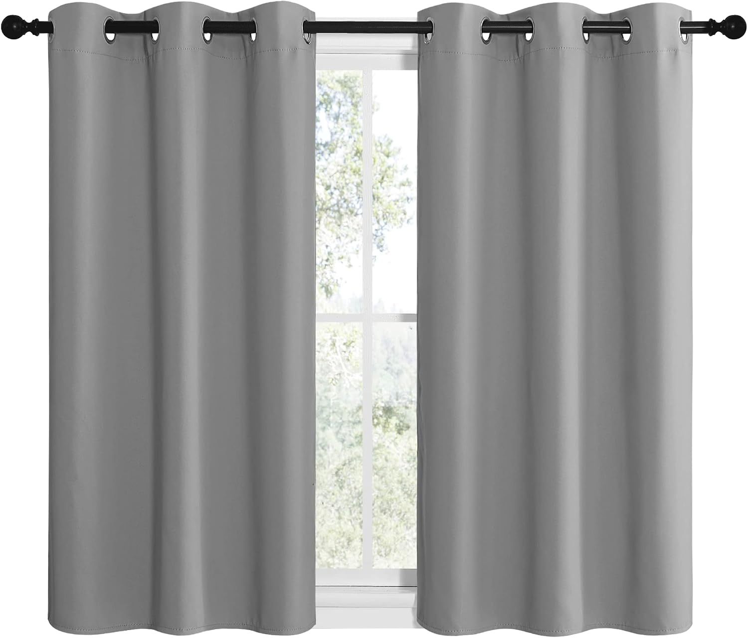NICETOWN Silver Grey Blackout Curtain Panels for Bedroom, Thermal Insulated Grommet Top Blackout Draperies and Drapes for Basement (2…
