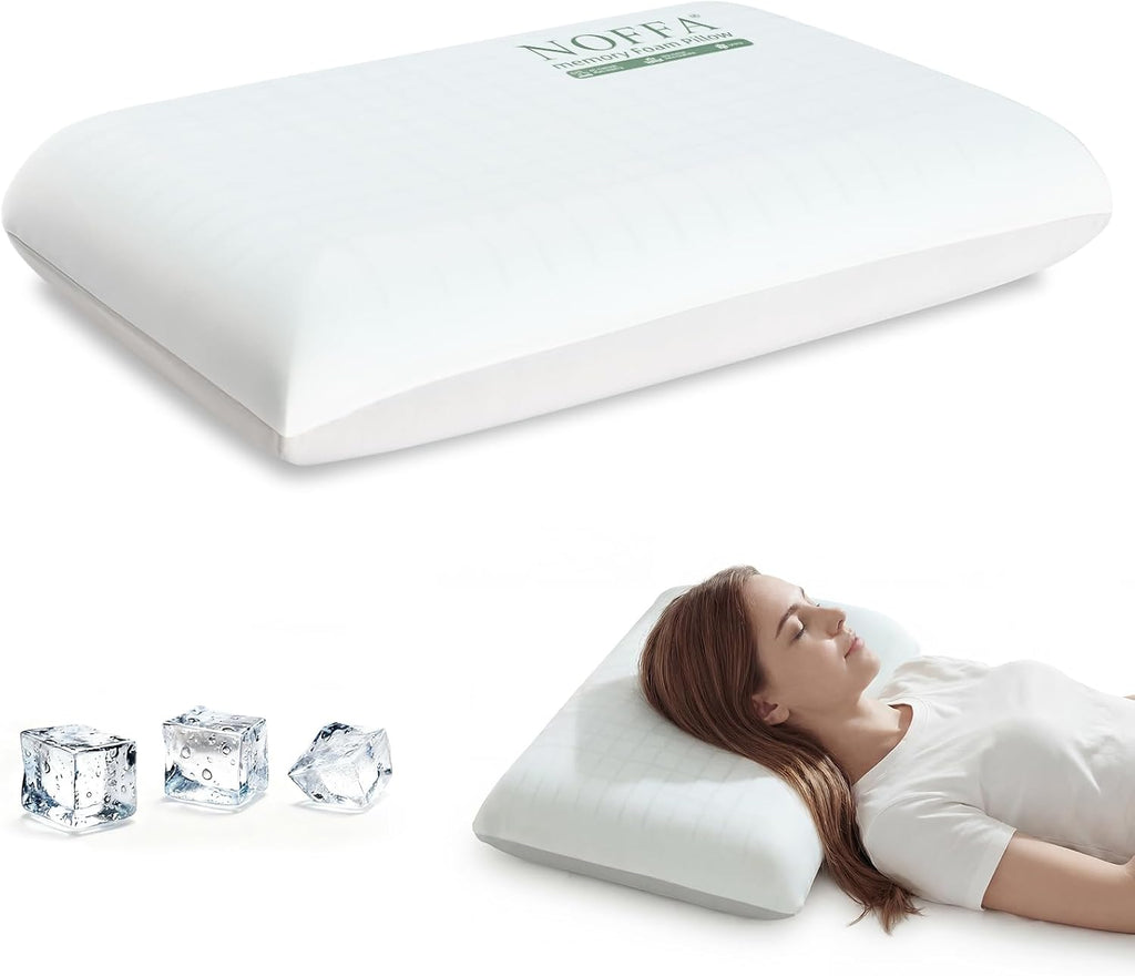 Cooling Memory Foam Pillow, Bed Pillow, Medium Soft Feel Neck Pillow for Sleeping, Memory Foam Pillows for Sleeping Side, Back & Stomach…