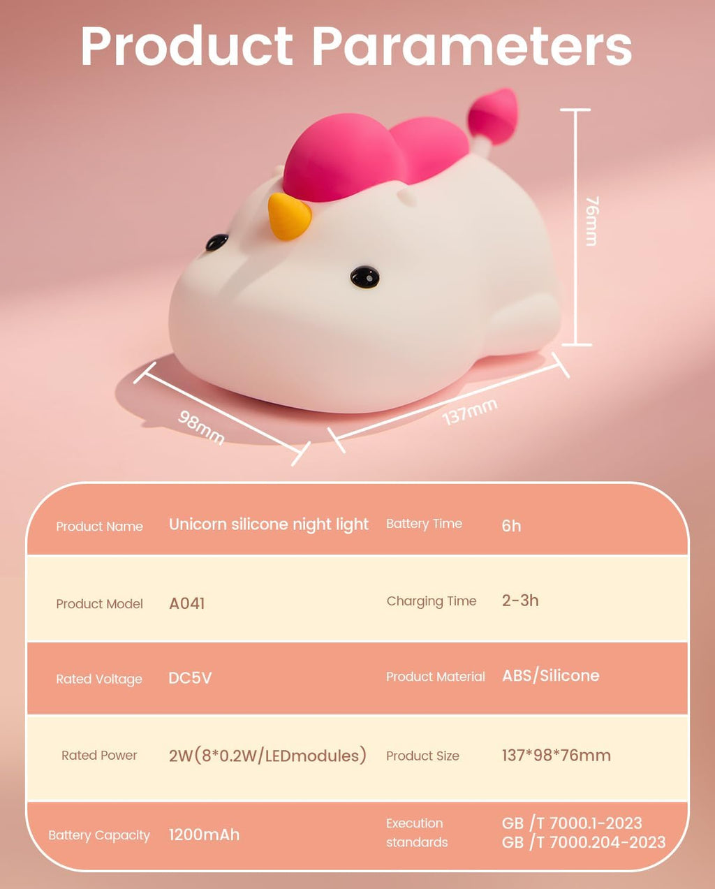 Unicorn Night Light for Kids, Soft Silicone Tap Control Lamp with 30-Min Auto-Off Timer, Rechargeable Portable LED Bedroom Bedside Light…