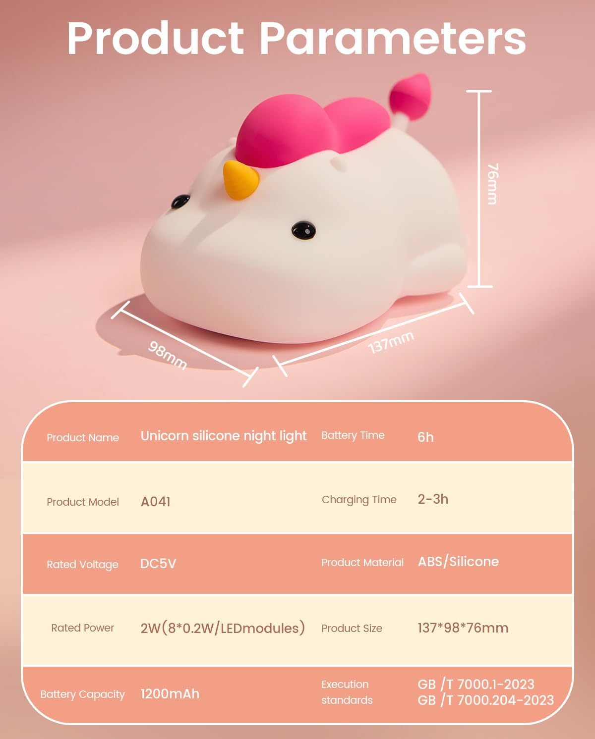 Unicorn Night Light for Kids, Soft Silicone Tap Control Lamp with 30-Min Auto-Off Timer, Rechargeable Portable LED Bedroom Bedside Light…