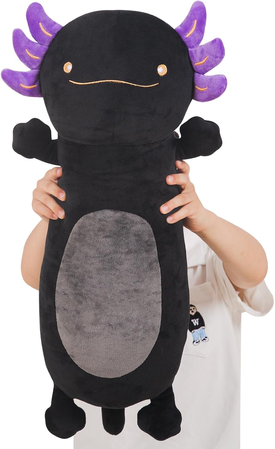 22 Inch Black Axolotl Stuffed Animal, Soft Fluffy Long Axolotl Plush Body Pillow, Cute Salamander Hugging Pillow, Plushies Toy Gift for…