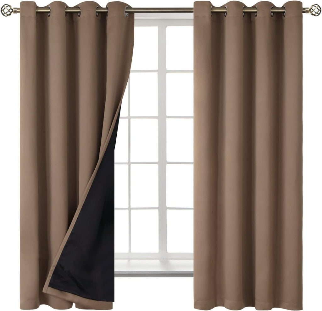 BGment Total Thermal Insulated 100% Blackout Curtains for Bedroom with Black Liner, Double Layer Full Room Darkening Noise Reducing Grommet…