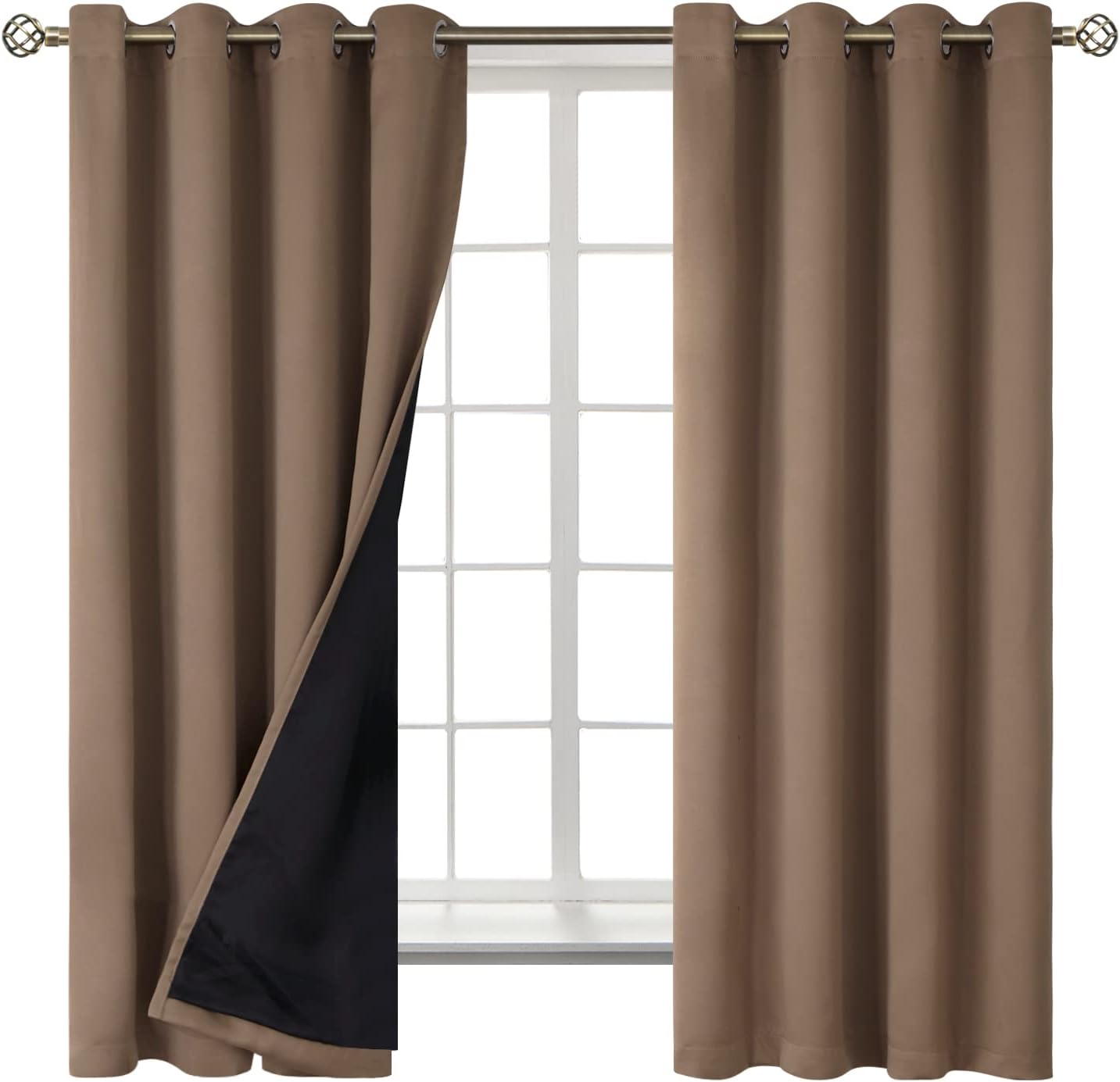BGment Total Thermal Insulated 100% Blackout Curtains for Bedroom with Black Liner, Double Layer Full Room Darkening Noise Reducing Grommet…