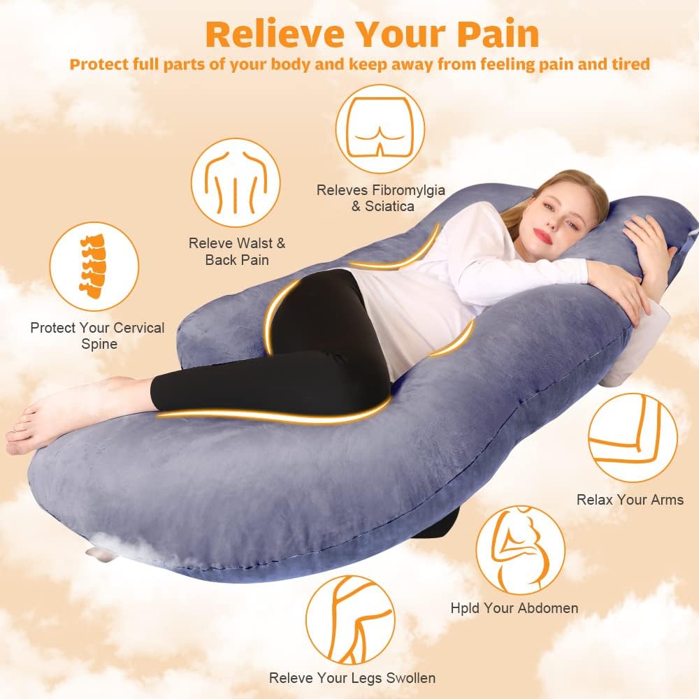 Chilling Home Pregnancy Pillow, U Shaped Full Body Maternity Pillow 58 inch, Pregnant Women Must Haves Pregnancy Pillows for Sleeping…
