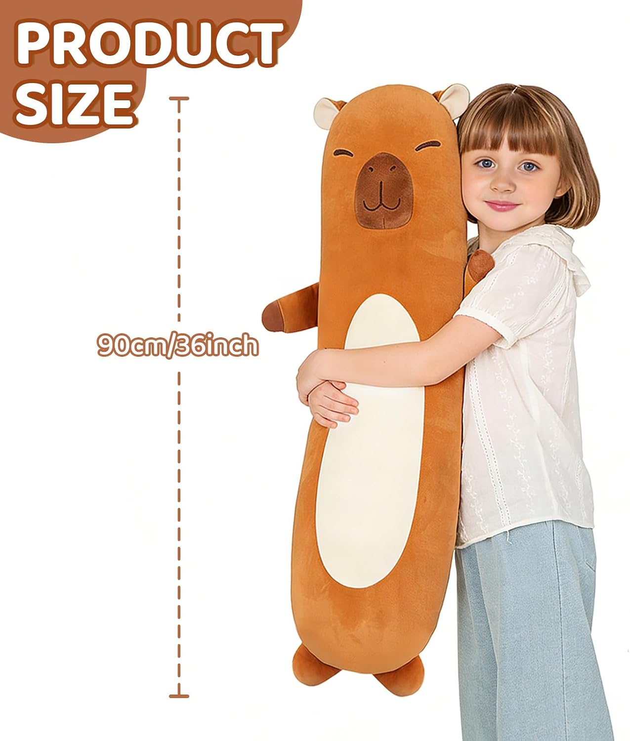 Tianmihou 36 inch Capybara Stuffed Animals Long Plush Pillow Toy, Cute Giant Large Big Jumbo Soft Capybara Squishy Animal Plushies Gift…