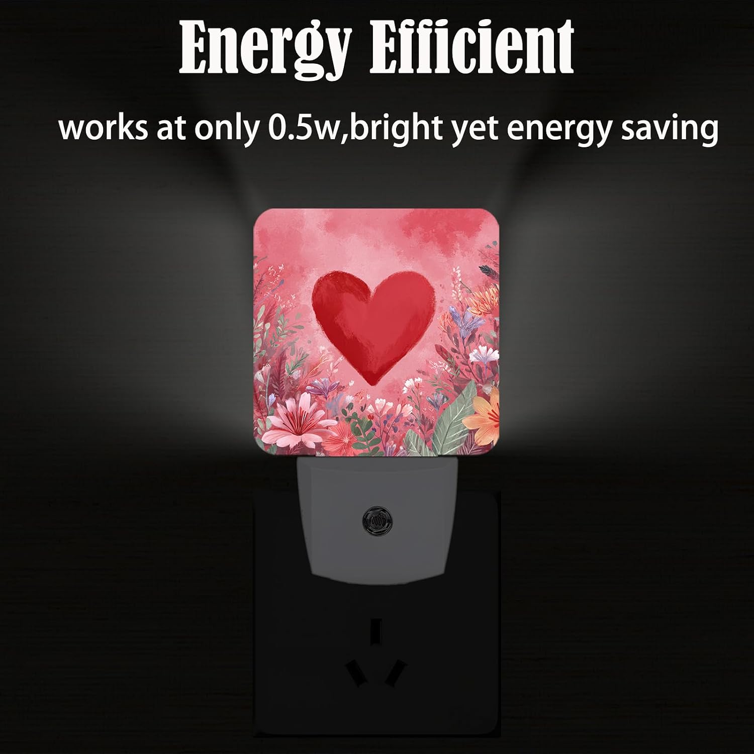 Red Love Hearts Night Light, Plug-in Nightlights Auto Sensor Night Lamp Dusk-to-Dawn Lamp Home Decor for Nursery Children Girls Boys