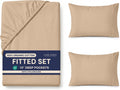 LANE LINEN Full Fitted Sheet, 100% Organic Cotton, 3-Piece Set (1 Fitted Sheet,2 Pillowcases), Percale Weave, Bed Bottom Sheet, Ultra…