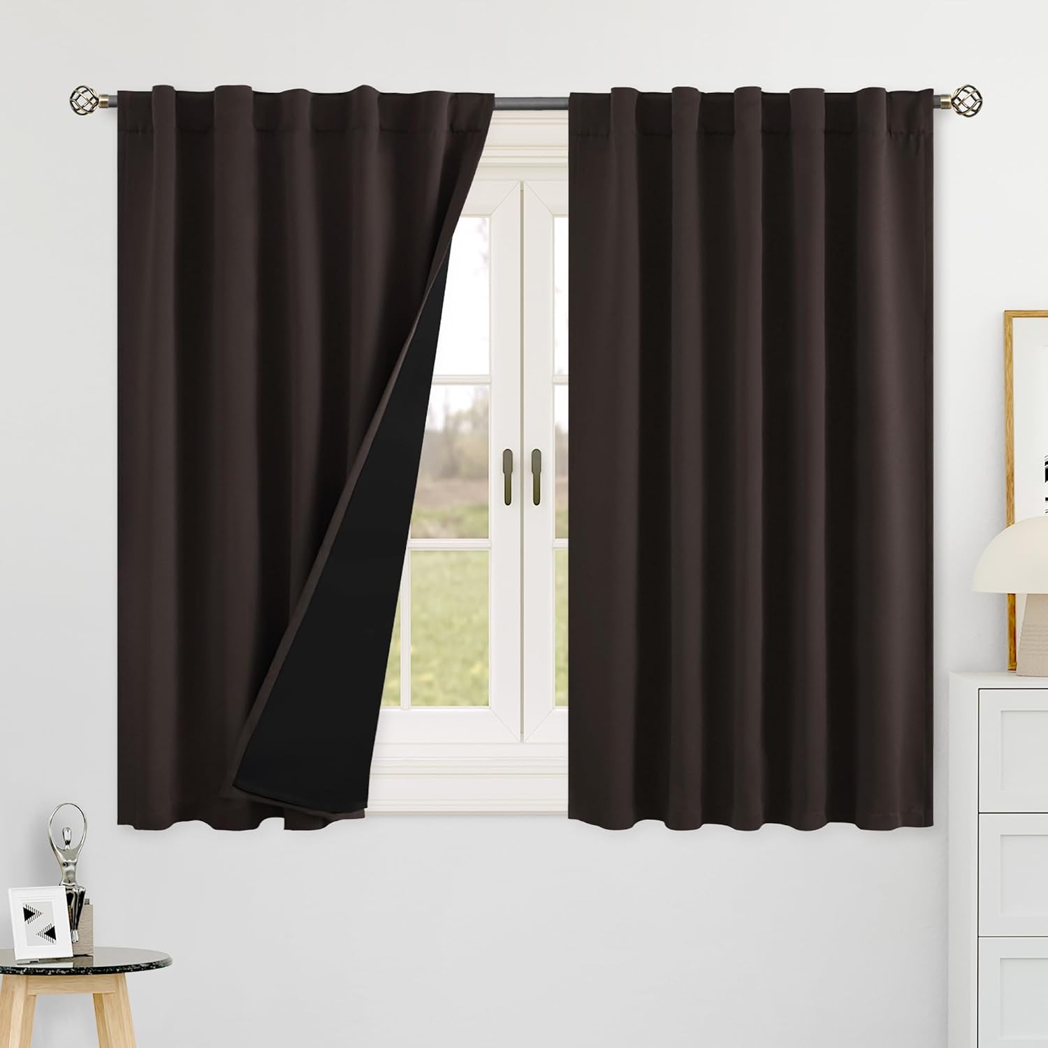 BGment Blackout Curtains 48 Inches Long for Small Window, 100% Blackout Thermal Insulated Room Darkening Rod Pocket and Back Tab Curtain…